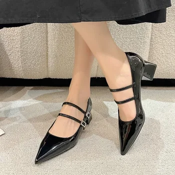 Обувките Мери Джейн с кристали 2024, Дамски пролетни модела обувки в стил Лолита 